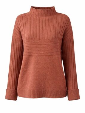 Tribal Copper Rib Knit Sweater Mock Neck XL